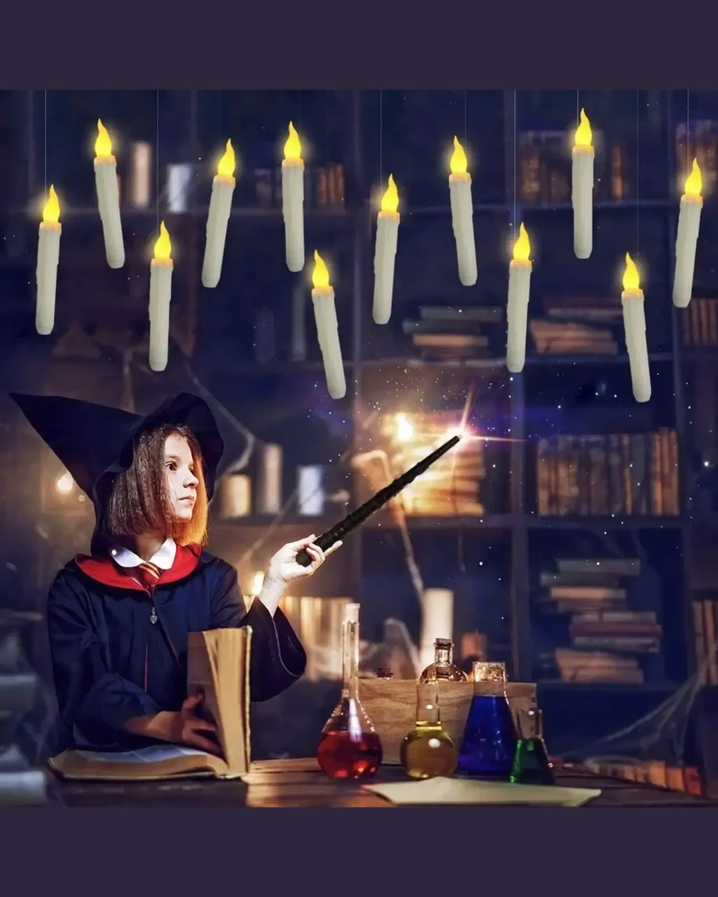 Floating Candles with Wand (12-Pack)