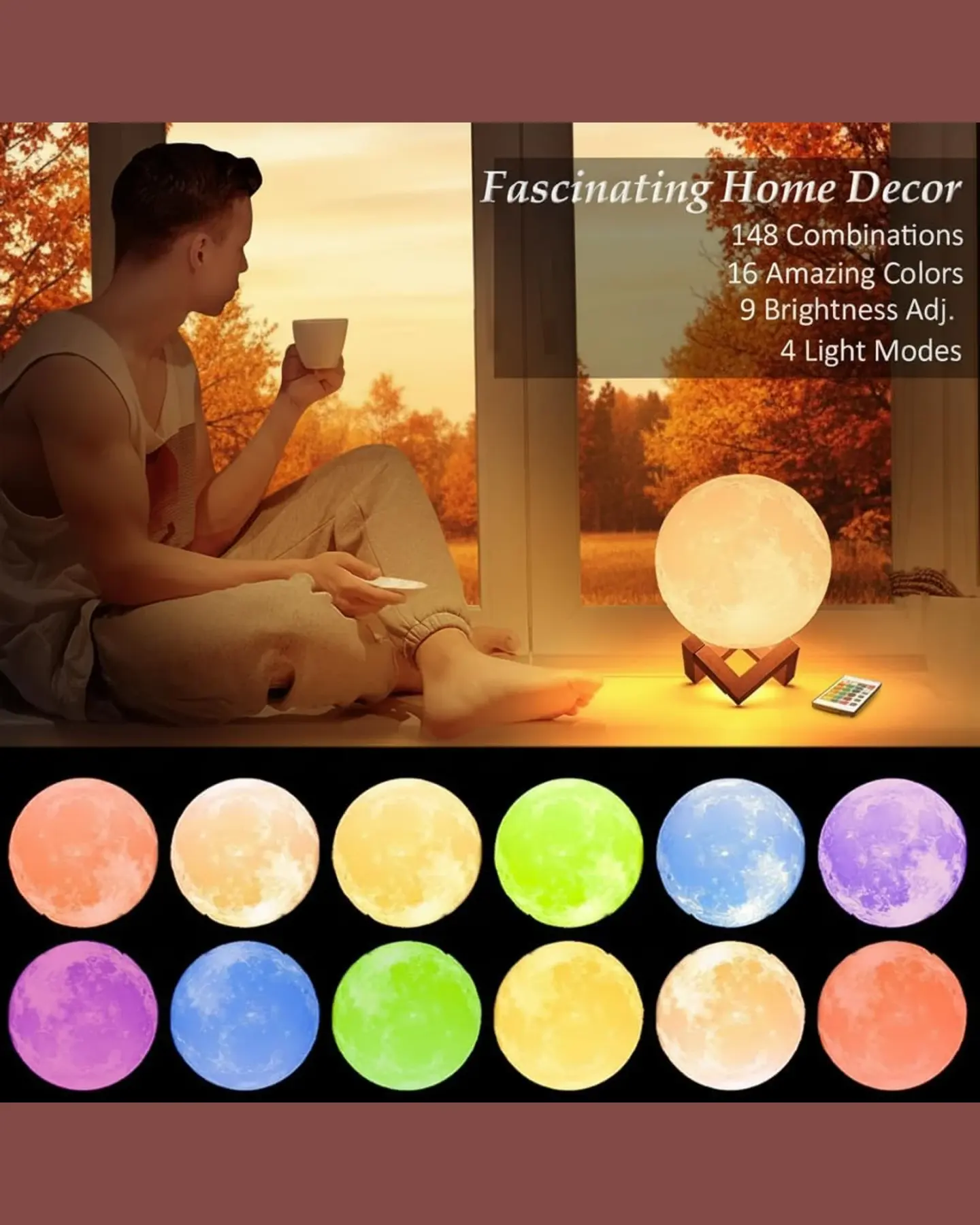 3D Moon Lamp with Stand, view 3