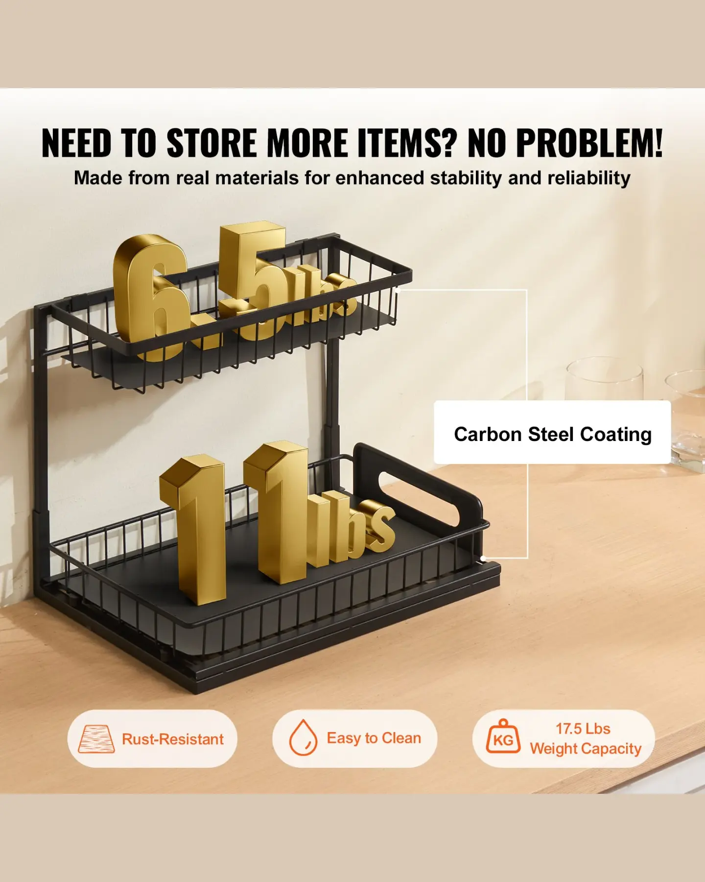 2-Tier Pull-Out Under-Sink Organizer, view 4