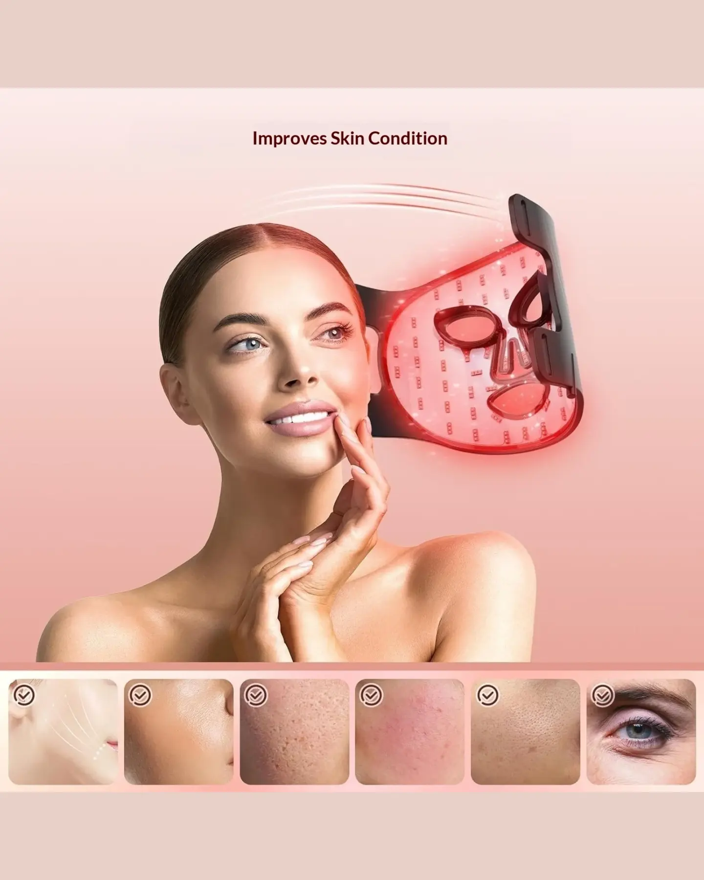 LED Light Face Mask with 7 Colors, Rechargeable Silicone Mask, view 5