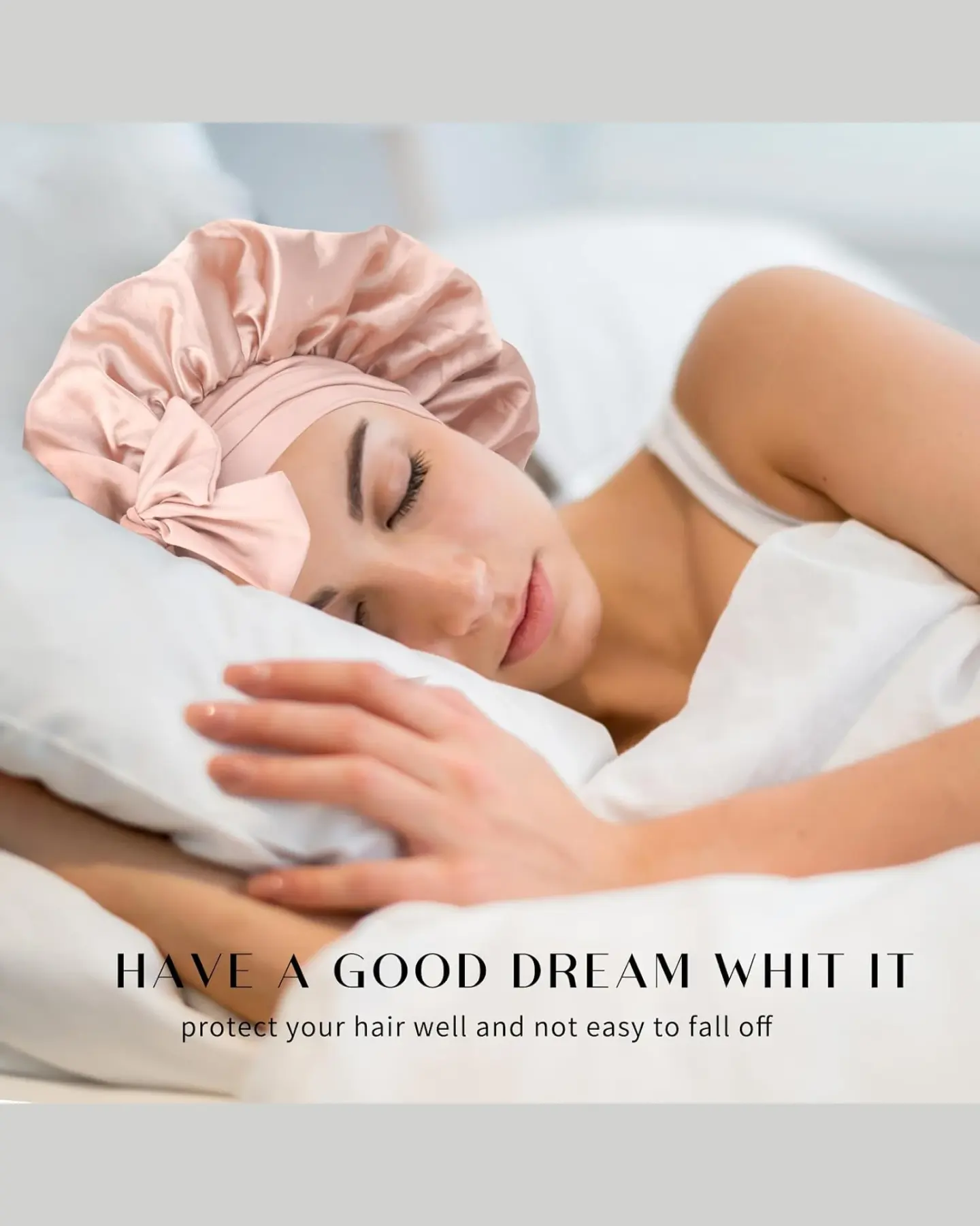Large Double-Layer Satin Hair Bonnet for Sleeping, view 4