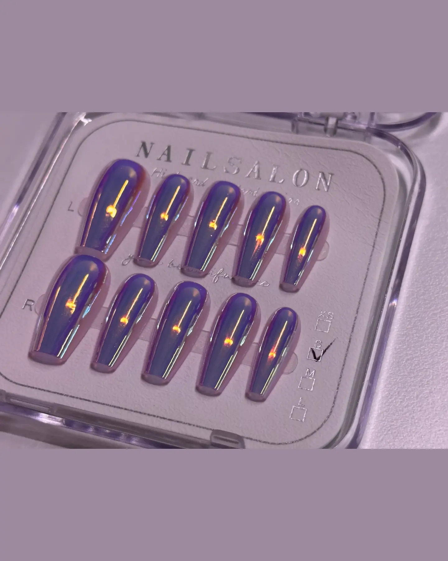Reusable Press-On Nails, Holographic Cat Eye, 10 Pieces, view 2