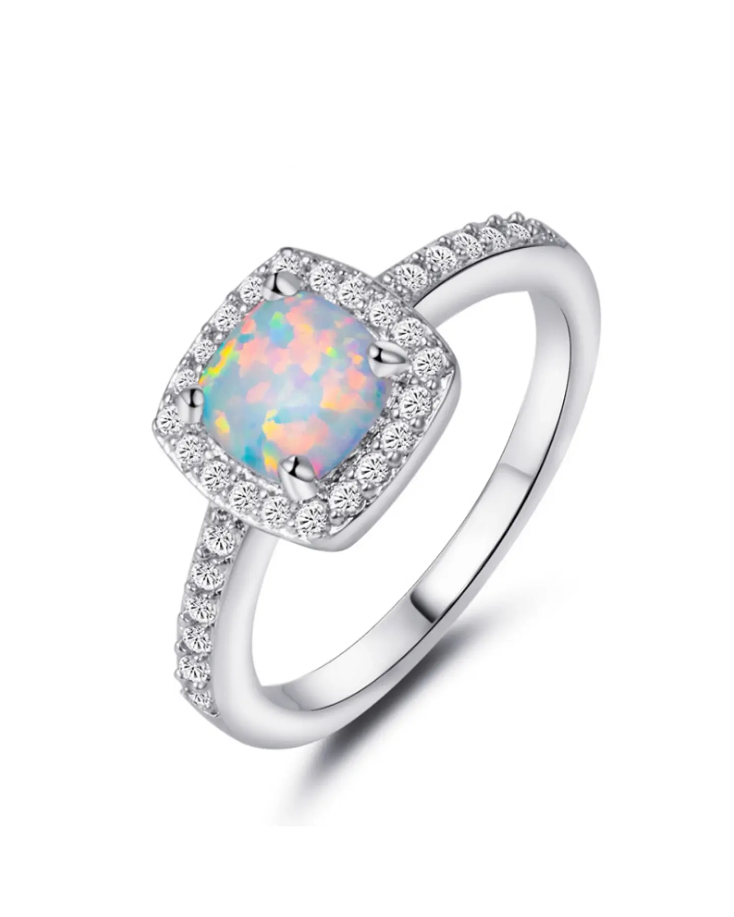Opal Halo Ring, Cushion-Cut Fire Opal Statement Ring