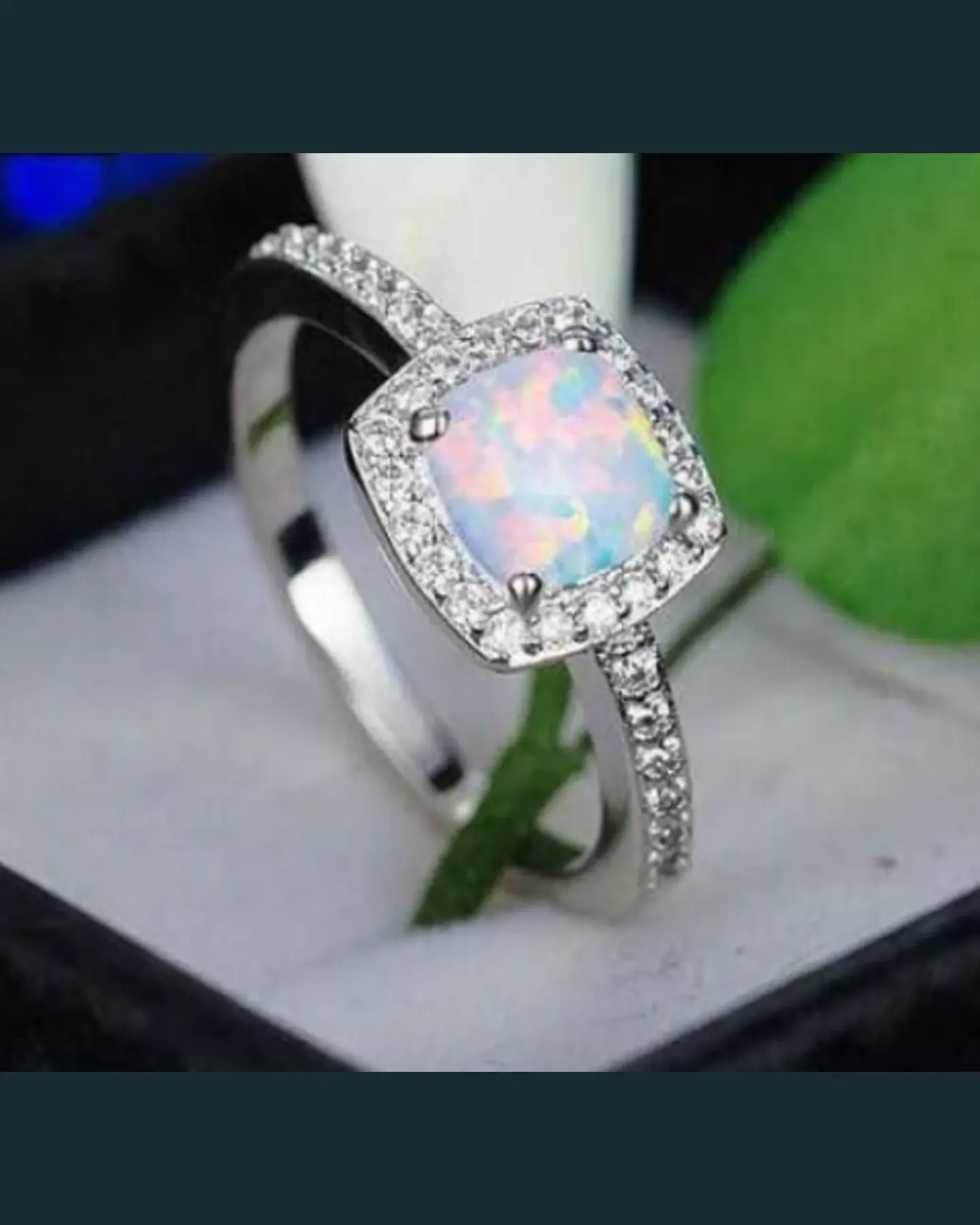 Opal Halo Ring, Cushion-Cut Fire Opal Statement Ring, view 3