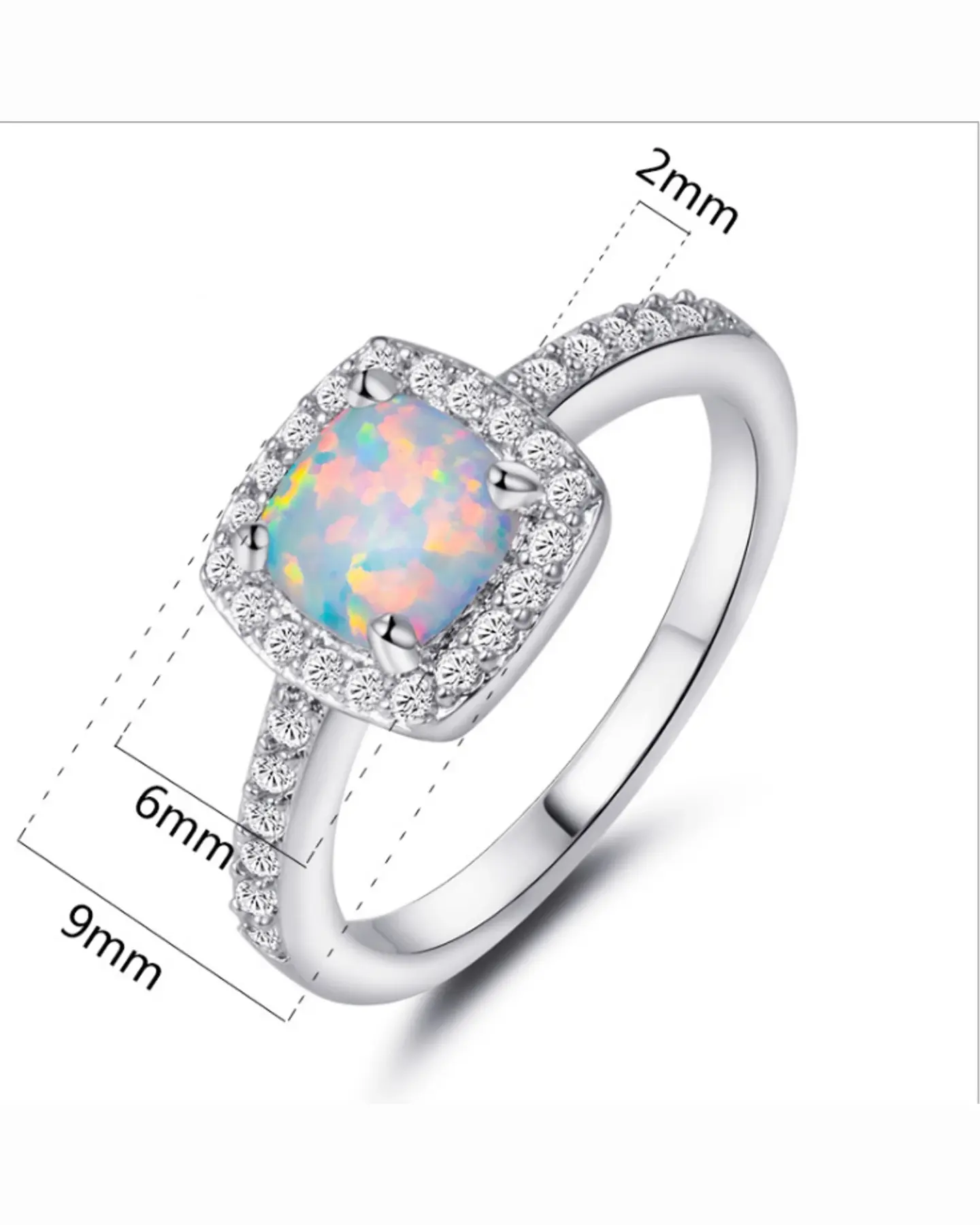 Opal Halo Ring, Cushion-Cut Fire Opal Statement Ring, view 5
