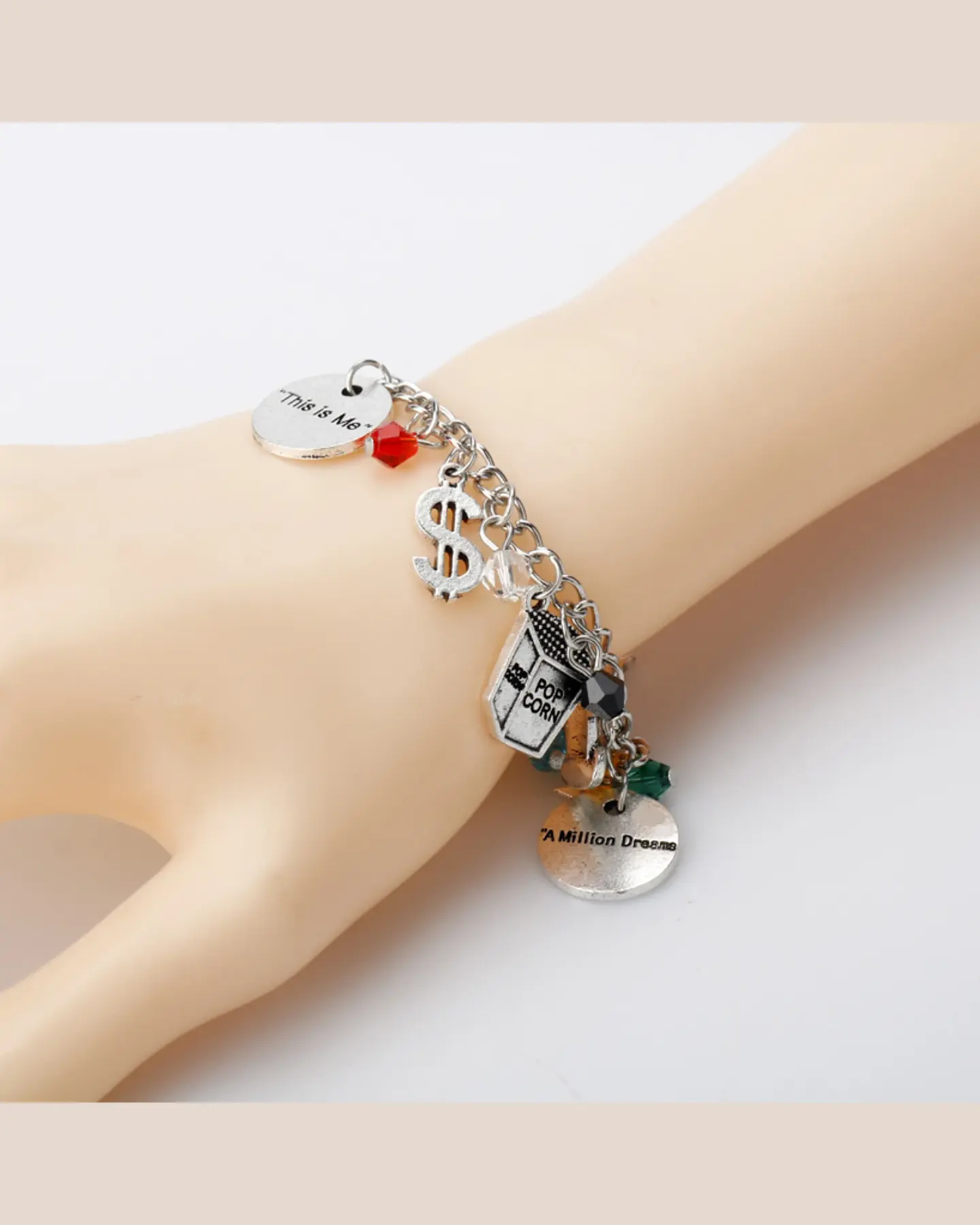 Silver Charm Bracelet with Geometric Charms