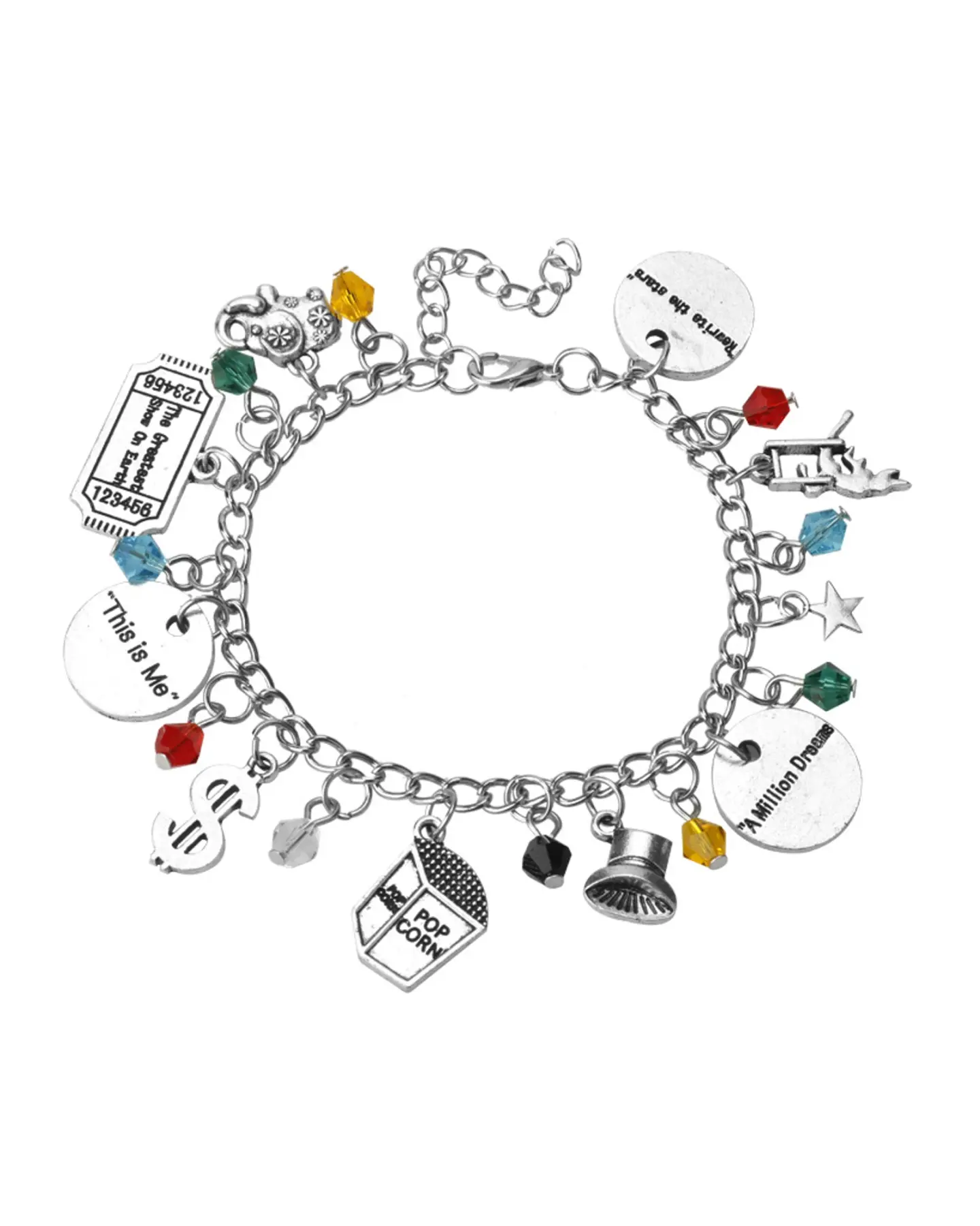 Silver Charm Bracelet with Geometric Charms, view 3