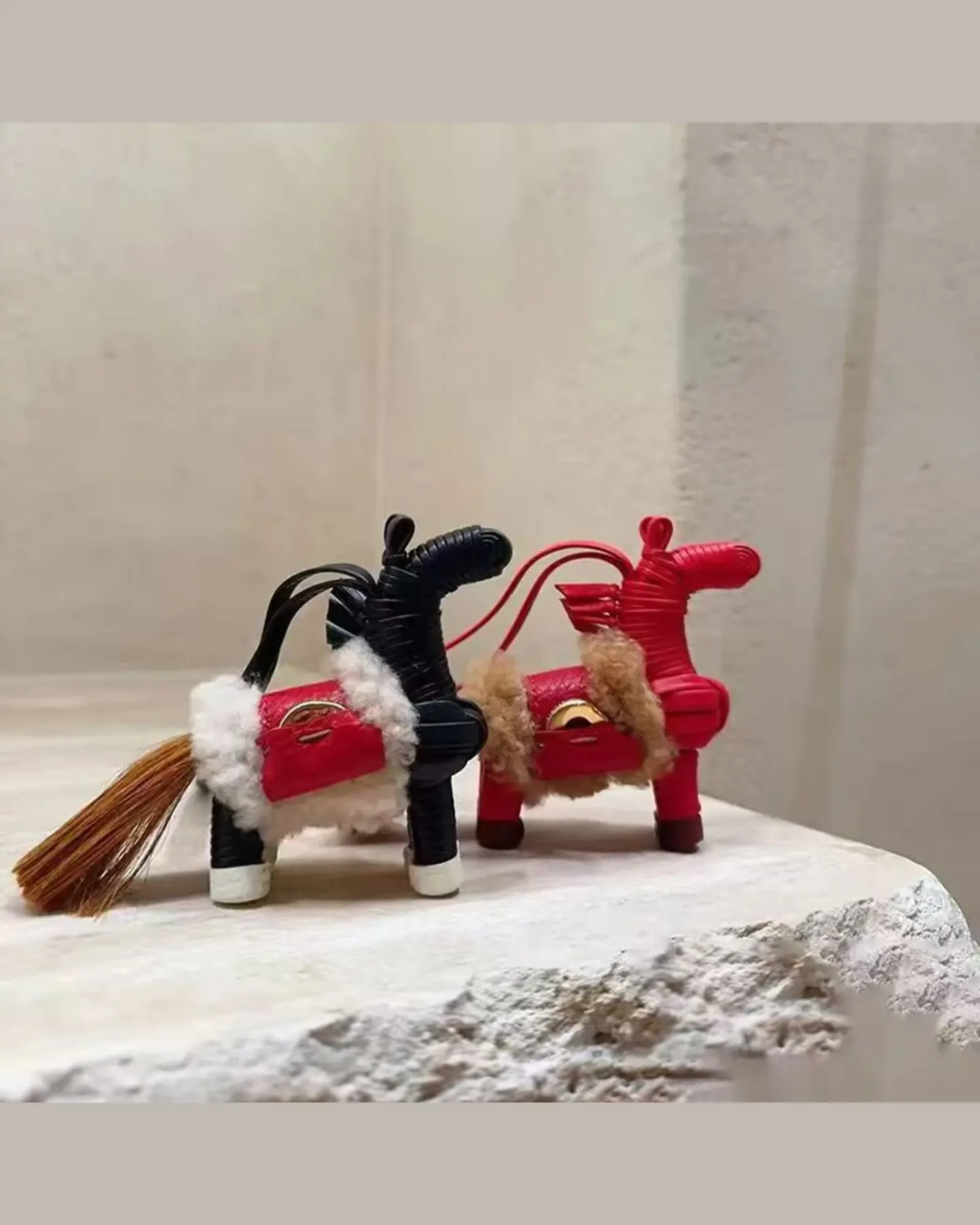 Faux Fur Pony Bag Charm with Gift Box
