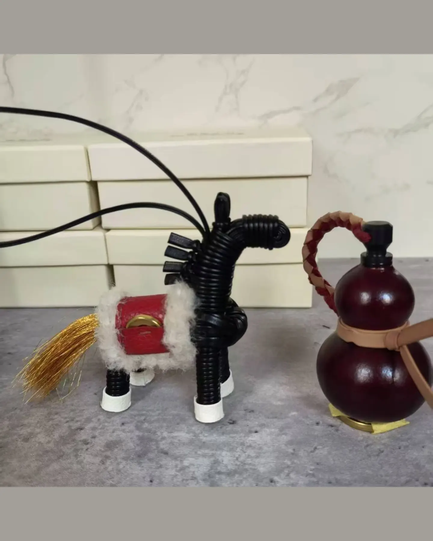 Faux Fur Pony Bag Charm with Gift Box, view 4