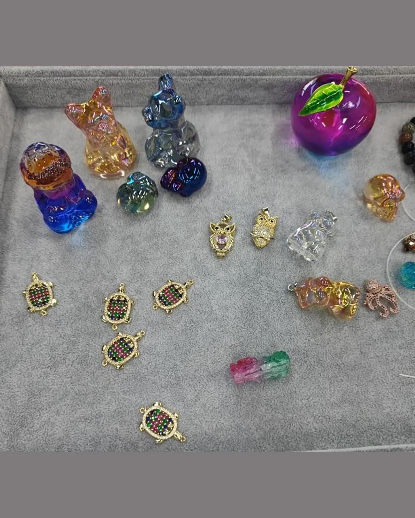 Crystal Animal Mini Charms, Colorful Glass Figurines, view 2
