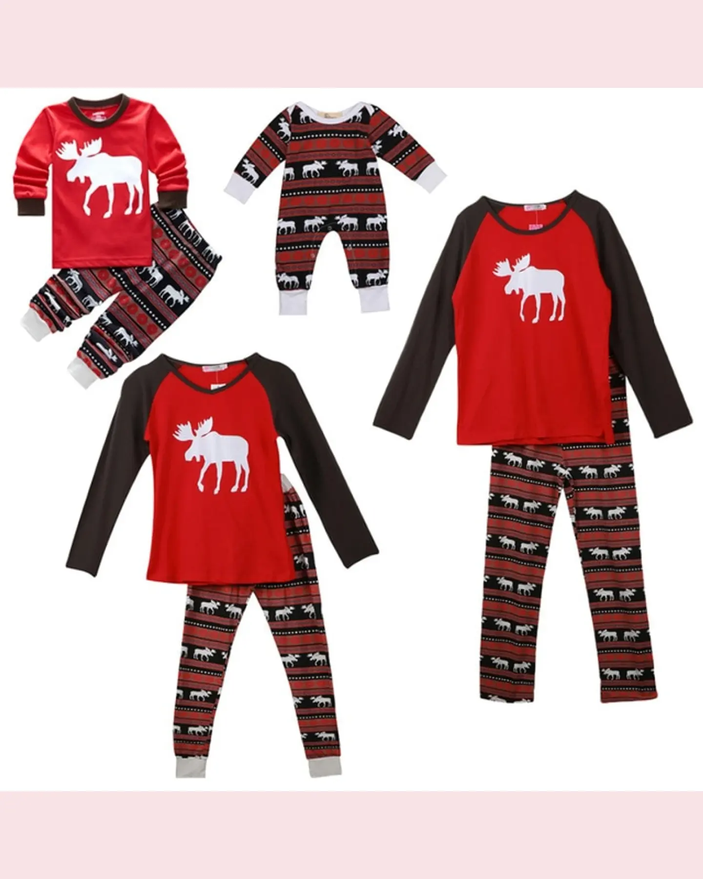 Matching Family Christmas Pajamas, Moose Plaid Sets for All Ages, view 2