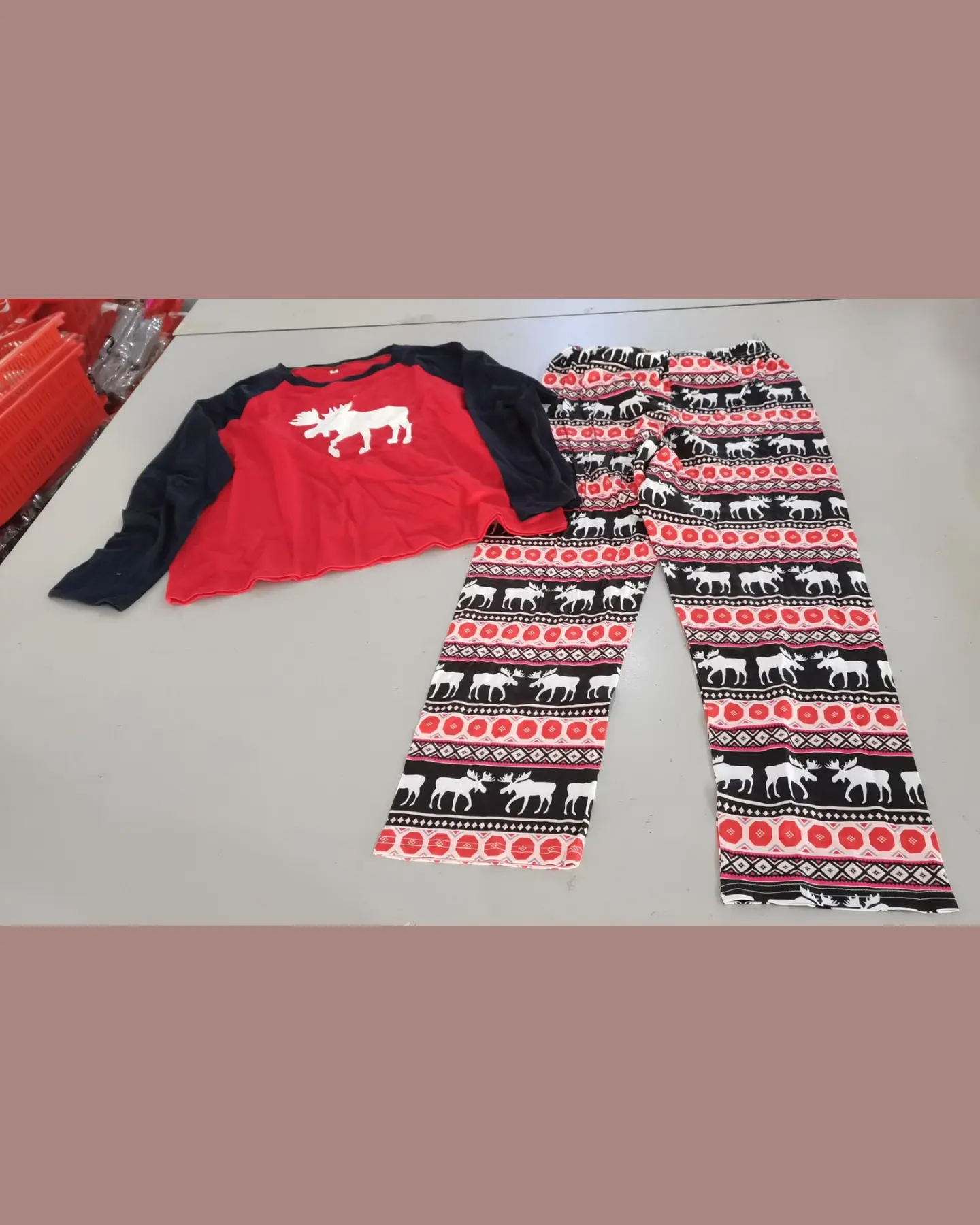 Matching Family Christmas Pajamas, Moose Plaid Sets for All Ages, view 3