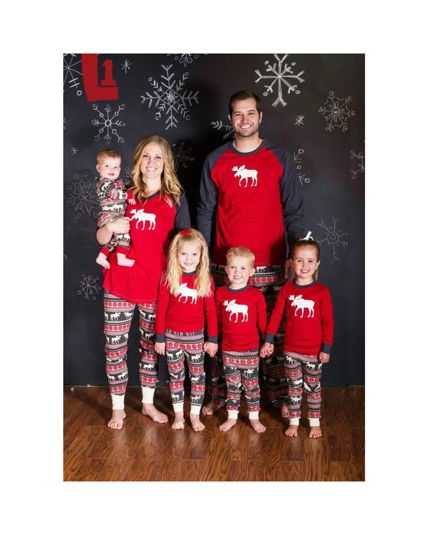 Matching Family Christmas Pajamas, Moose Plaid Sets for All Ages, view 8