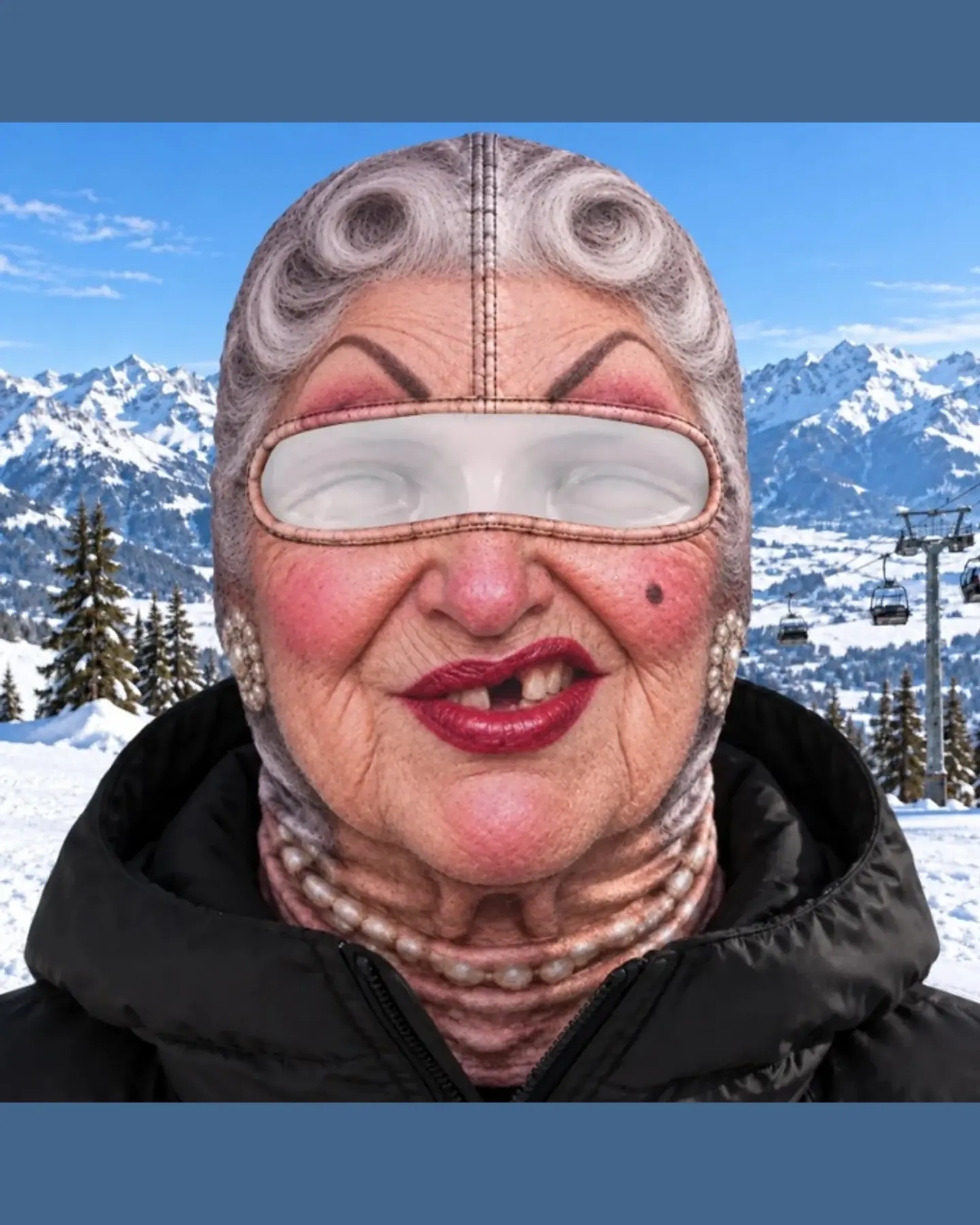 Funny Realistic Face Ski Mask, Novelty Knit Balaclava