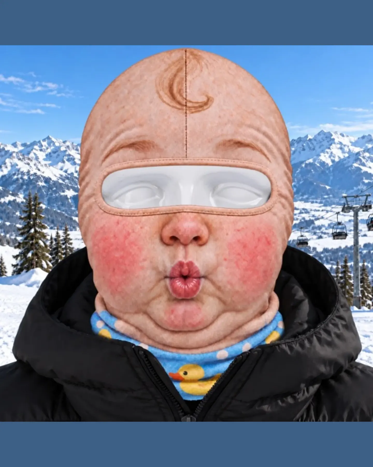 Funny Realistic Face Ski Mask, Novelty Knit Balaclava, view 3