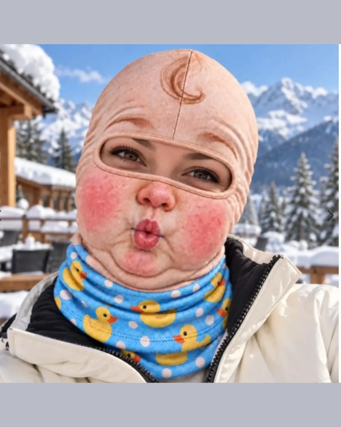 Funny Realistic Face Ski Mask, Novelty Knit Balaclava, view 5