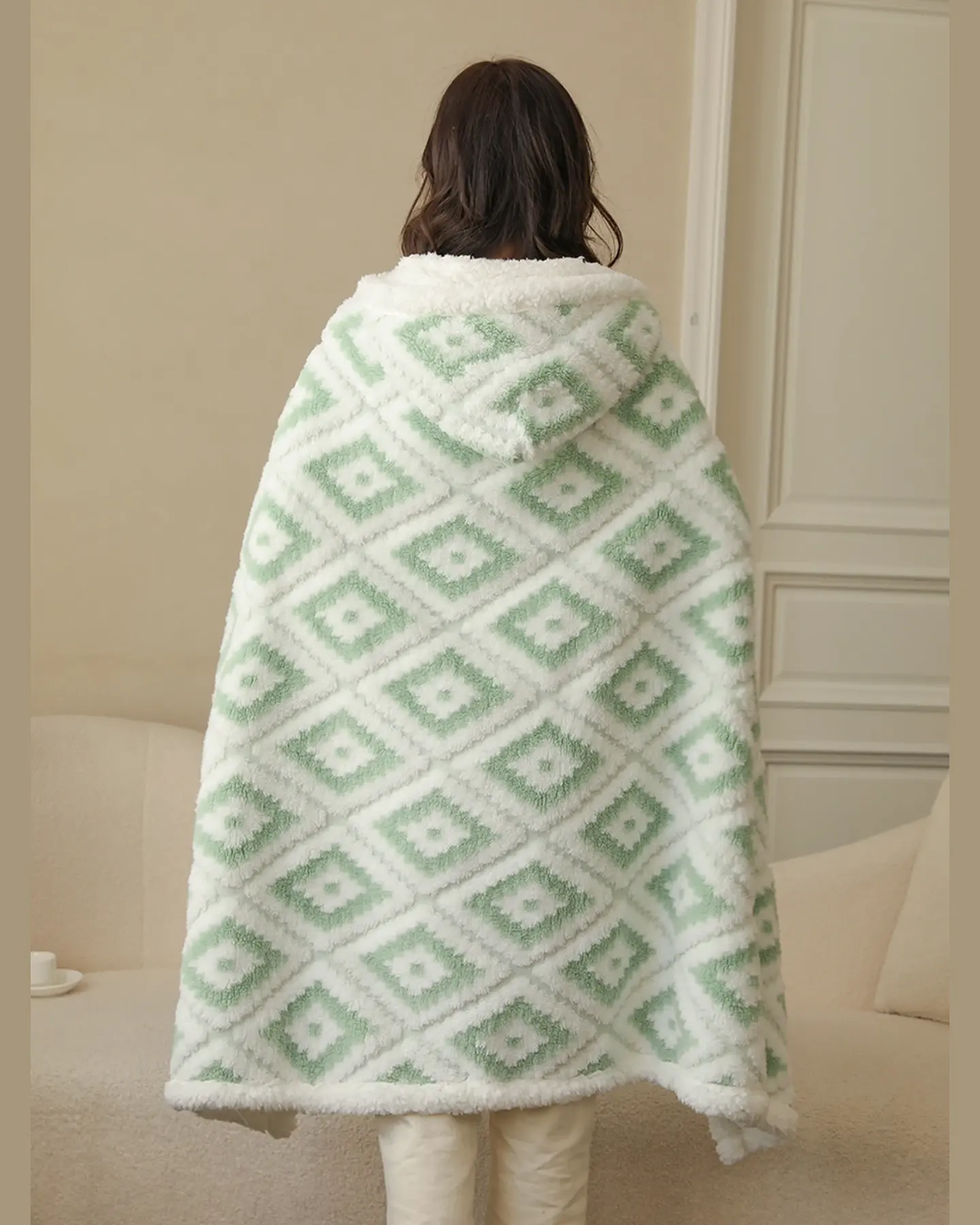 Wearable Hooded Blanket, Oversized Cozy Cloak, view 3