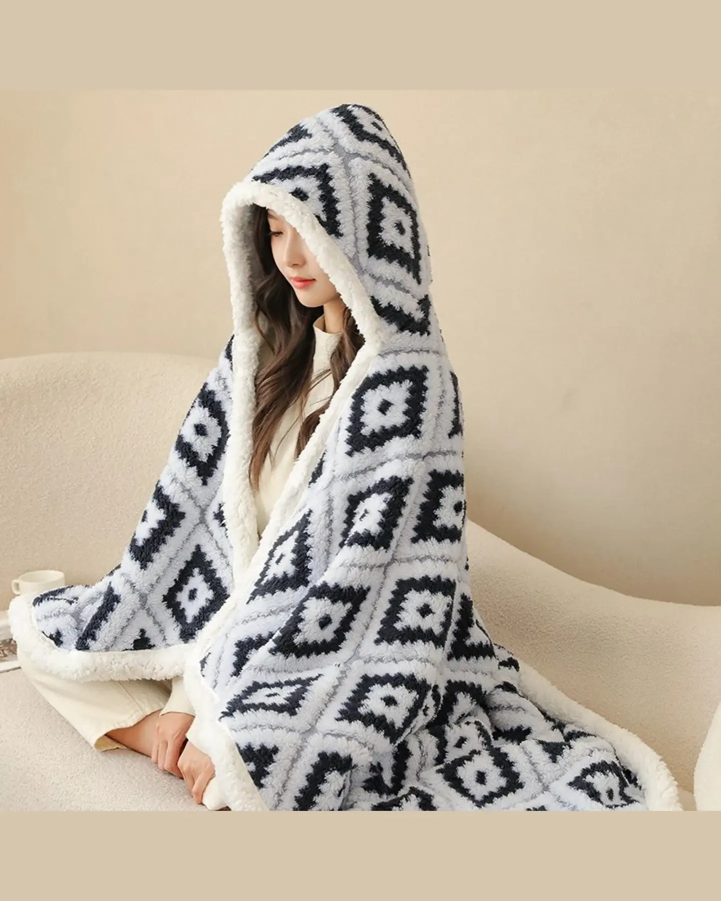 Wearable Hooded Blanket, Oversized Cozy Cloak, view 5