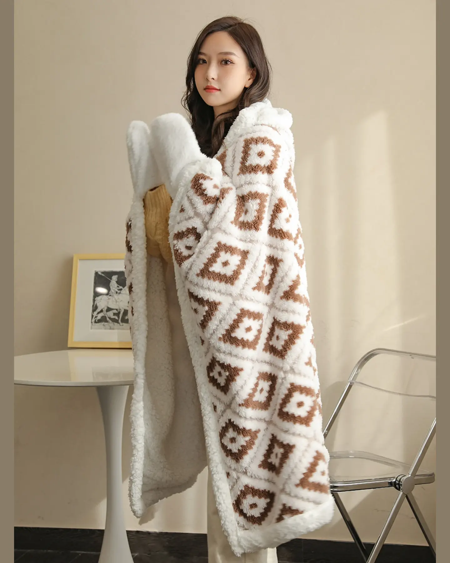Wearable Hooded Blanket, Oversized Cozy Cloak, view 6