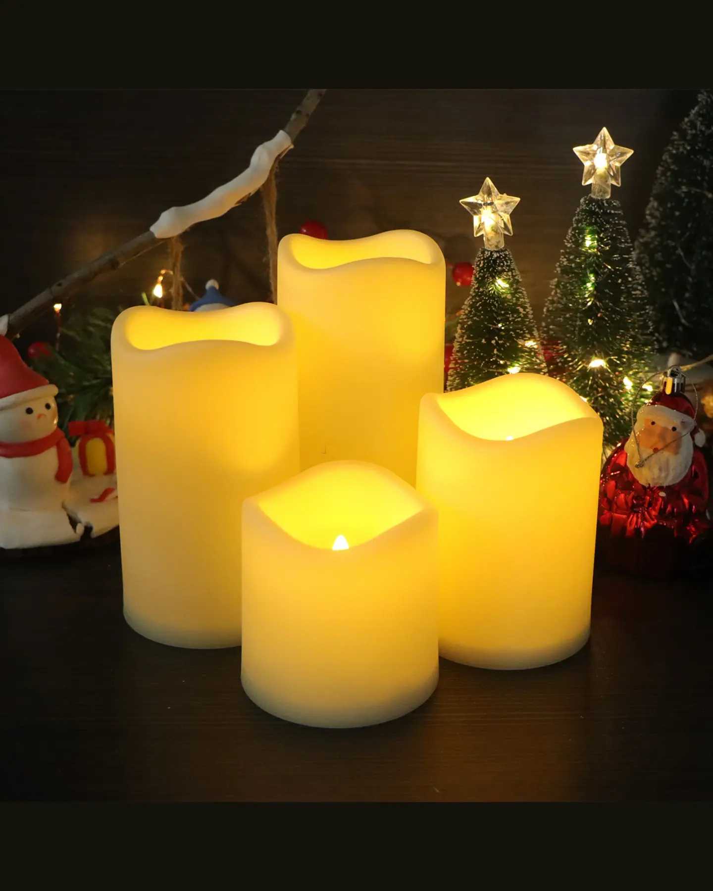 Flameless LED Pillar Candles, Set of 4 with Remote & Timer, view 5