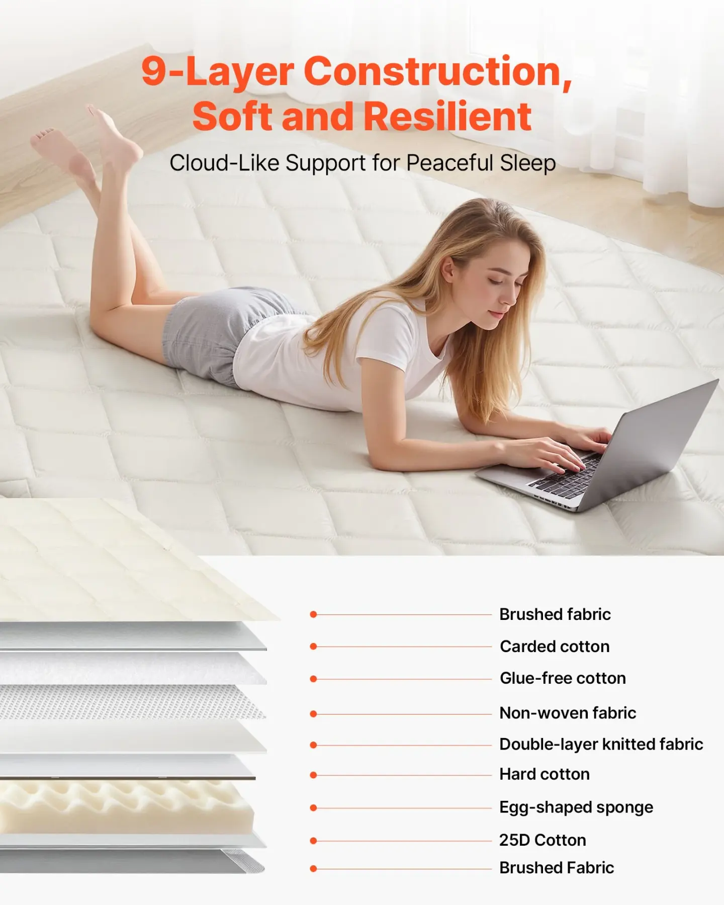 Japanese Floor Mattress, Queen Foldable Tatami Futon with Memory Foam, view 4