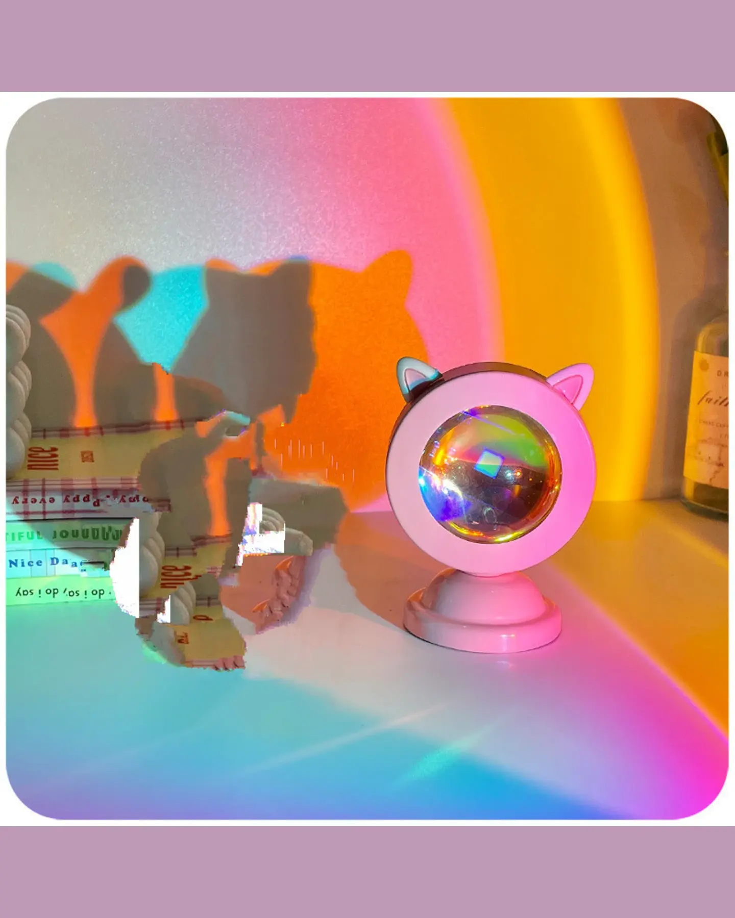 Cute Sunset Projection Lamp, USB Rainbow Mood Light, view 2