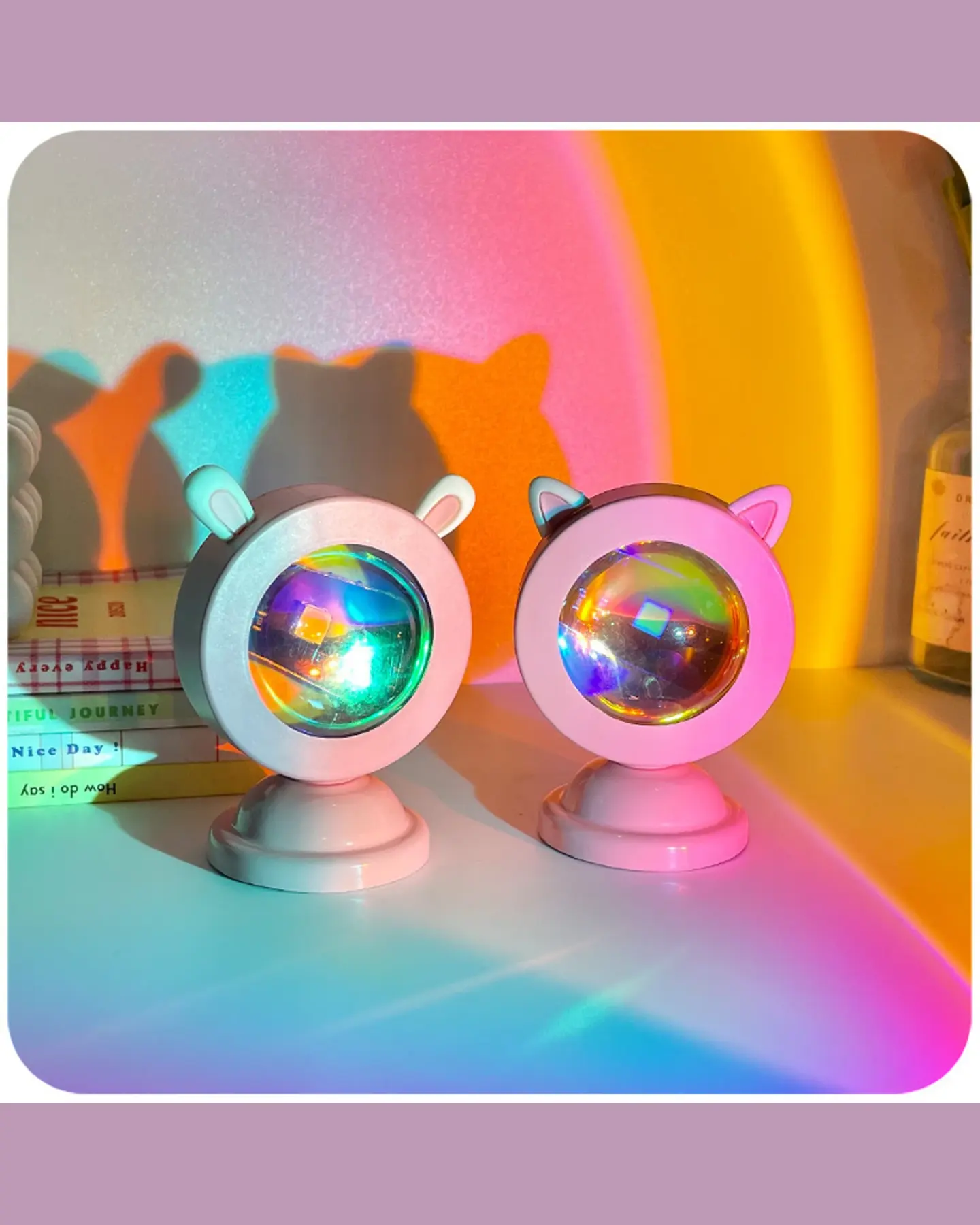 Cute Sunset Projection Lamp, USB Rainbow Mood Light, view 5