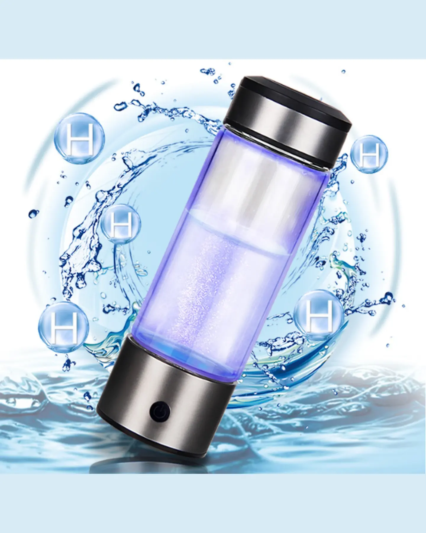 Portable Hydrogen Water Bottle, Rechargeable, 420 ml Glass, view 2