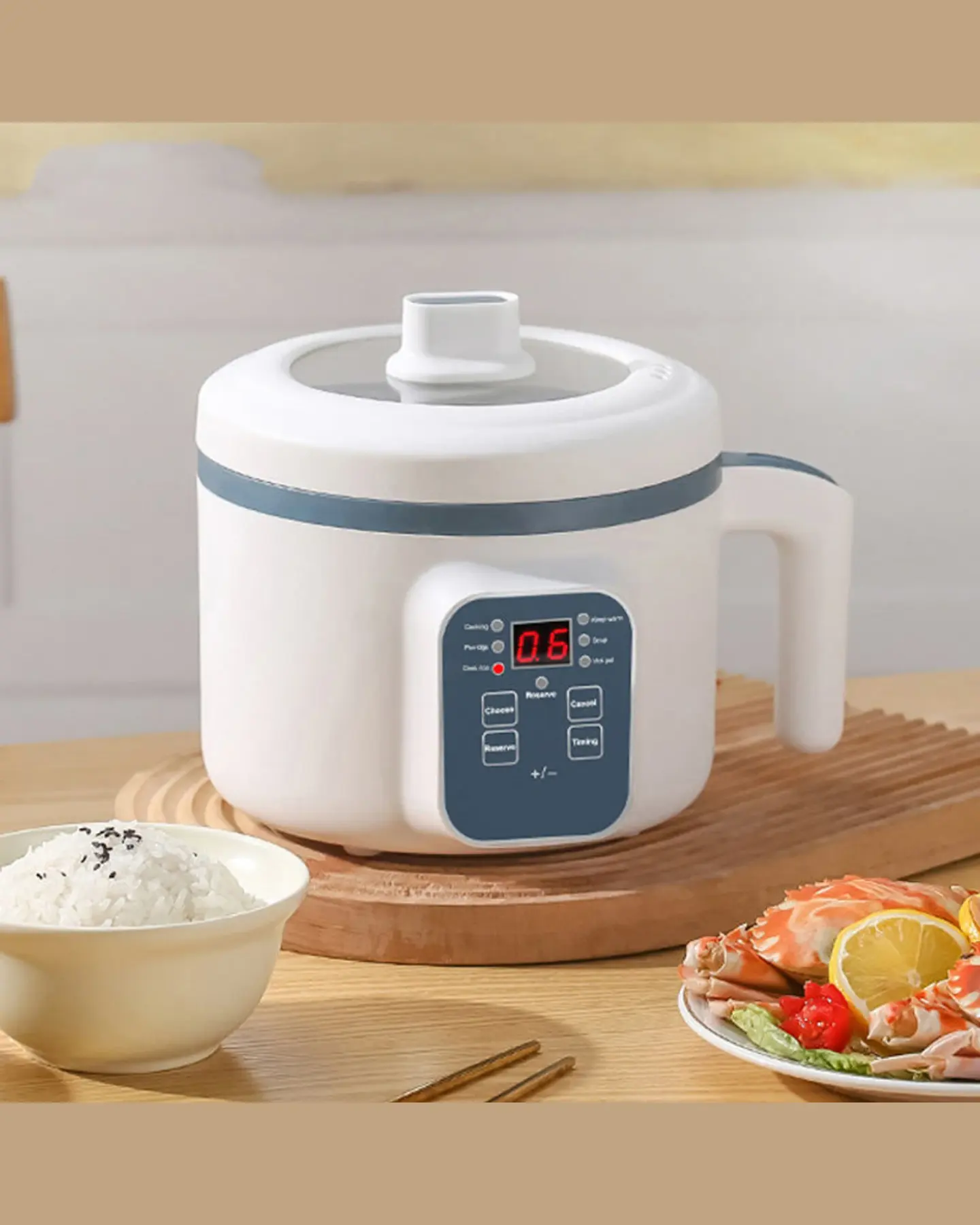 Mini Rice Cooker with Ceramic Pot and Steamer, Small 1-2 Person