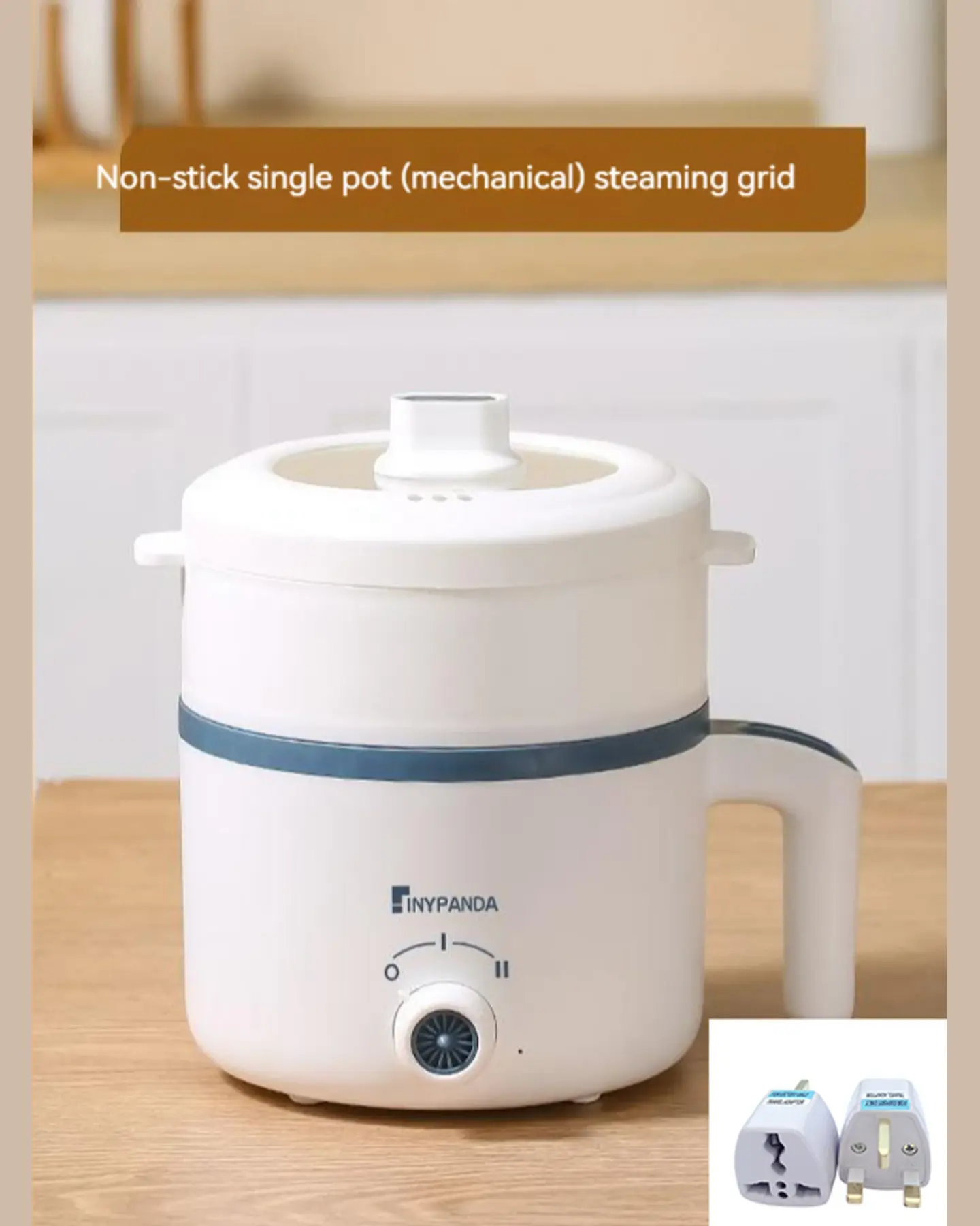 Mini Rice Cooker with Ceramic Pot and Steamer, Small 1-2 Person, view 2