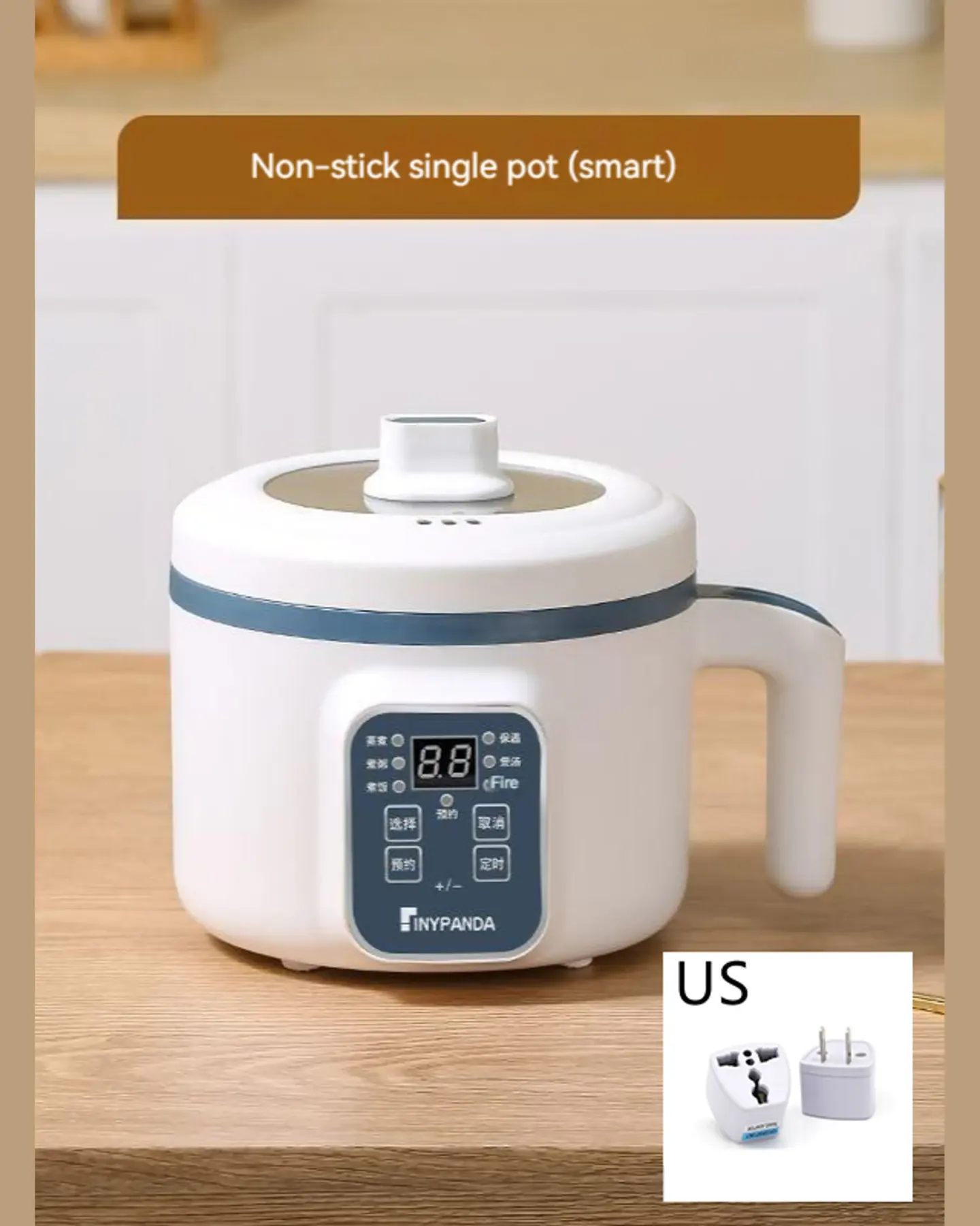 Mini Rice Cooker with Ceramic Pot and Steamer, Small 1-2 Person, view 4