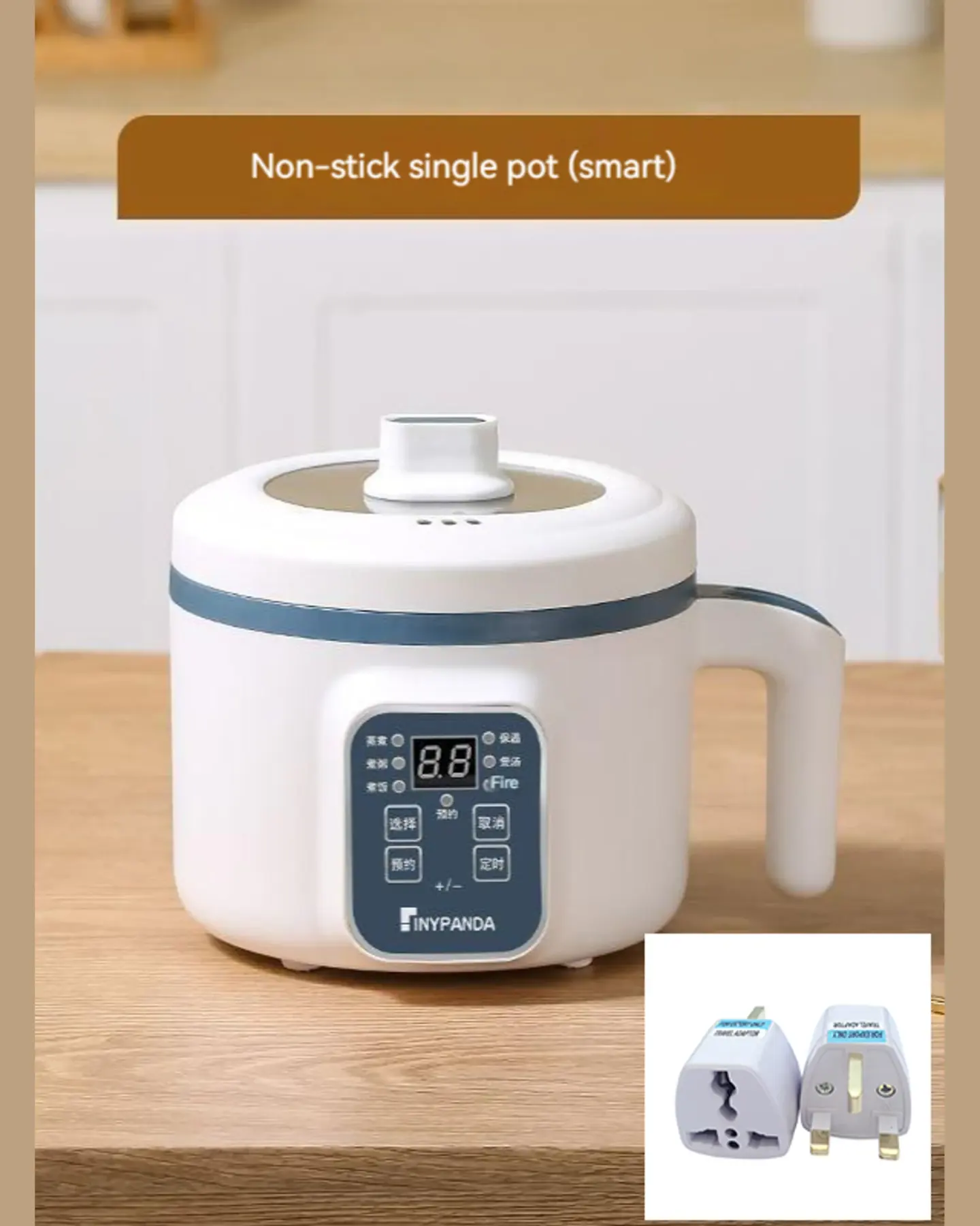 Mini Rice Cooker with Ceramic Pot and Steamer, Small 1-2 Person, view 9