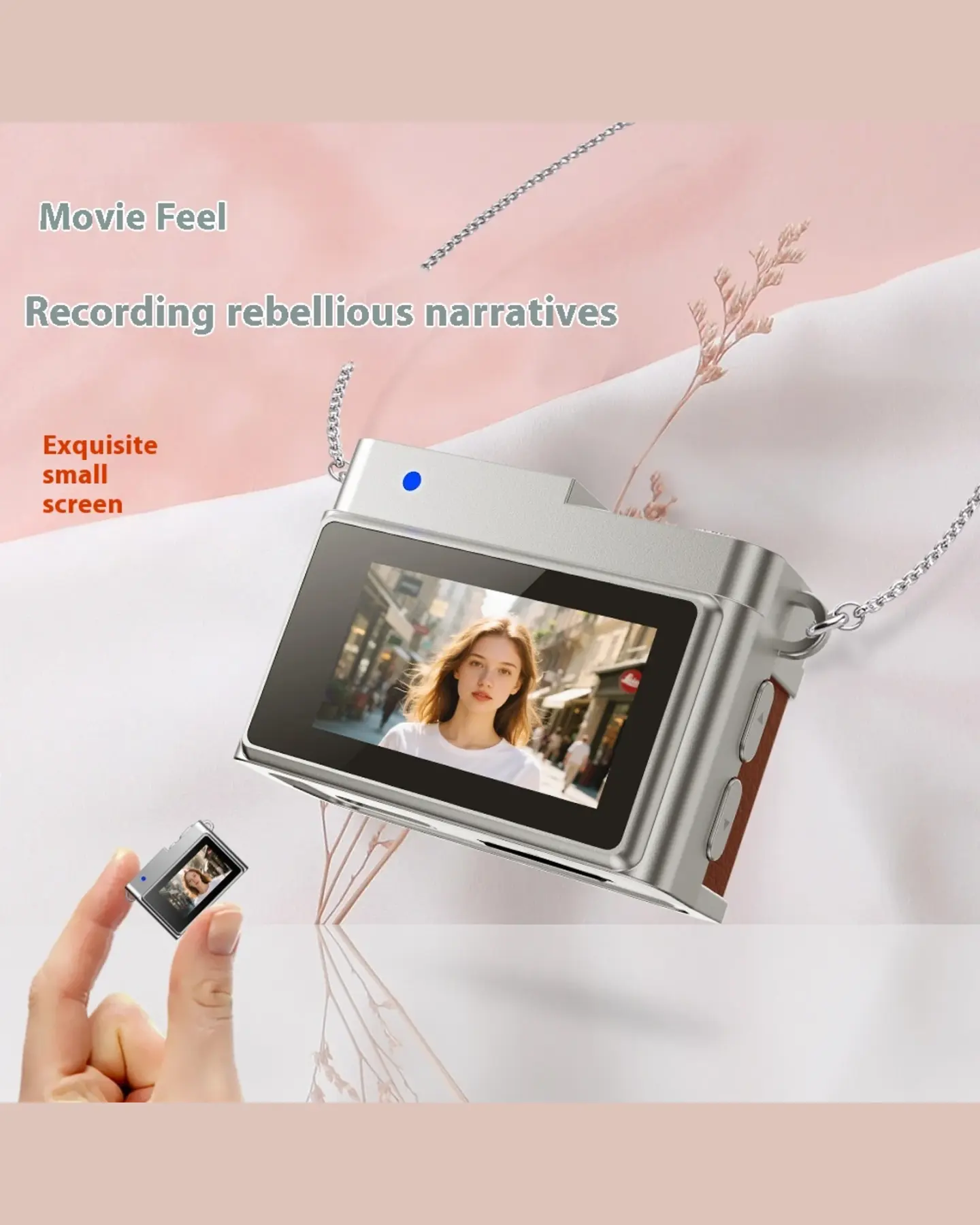 Retro Mini Digital Camera with Necklace Strap, Pocket Size