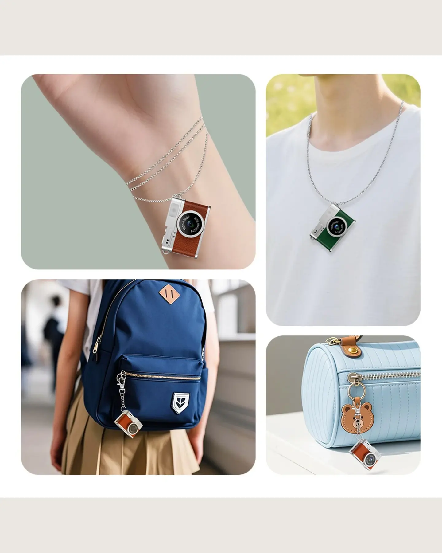 Retro Mini Digital Camera with Necklace Strap, Pocket Size, view 5