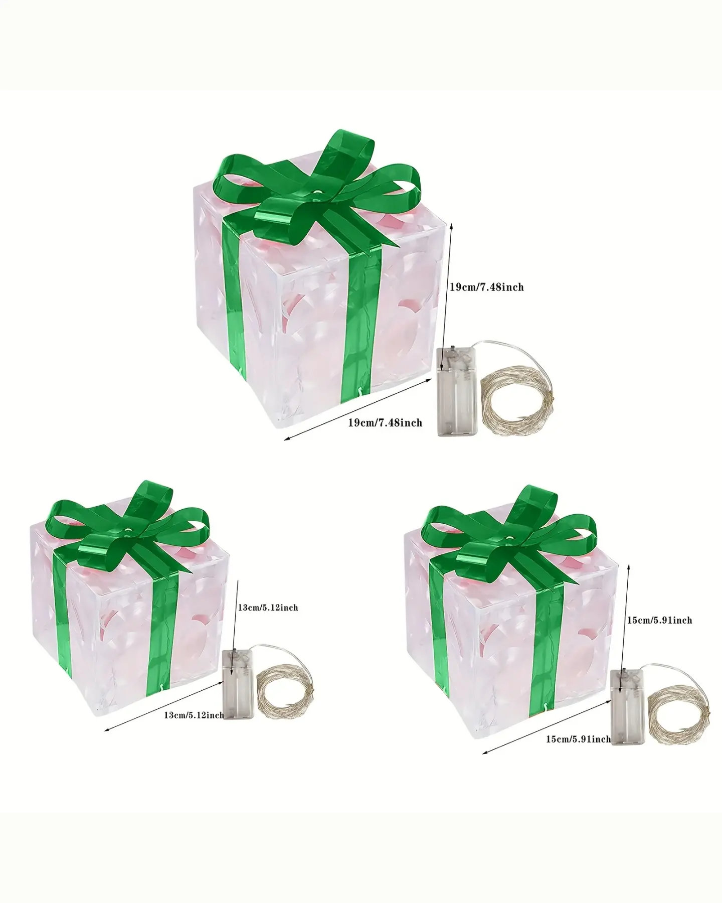 Light-Up Christmas Gift Boxes, Set of 3 Folding Decor, view 5