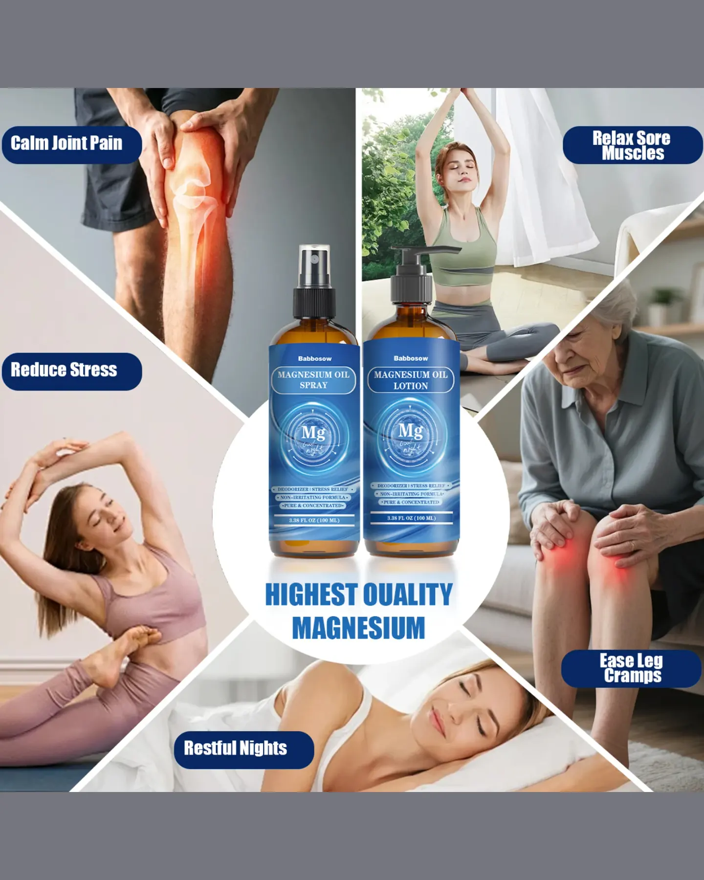Magnesium Oil Spray & Magnesium Lotion Set, 2 x 100 ml, view 5